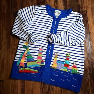 The Quaker Factory Size M Sailboat Cardigan Vintage